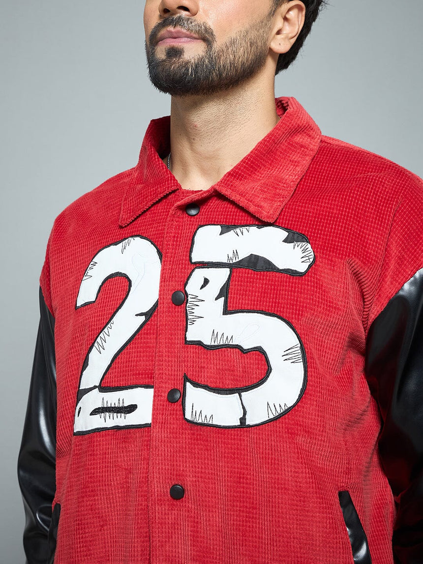 Red Corduroy 25 Applique Jacket Jackets Fugazee