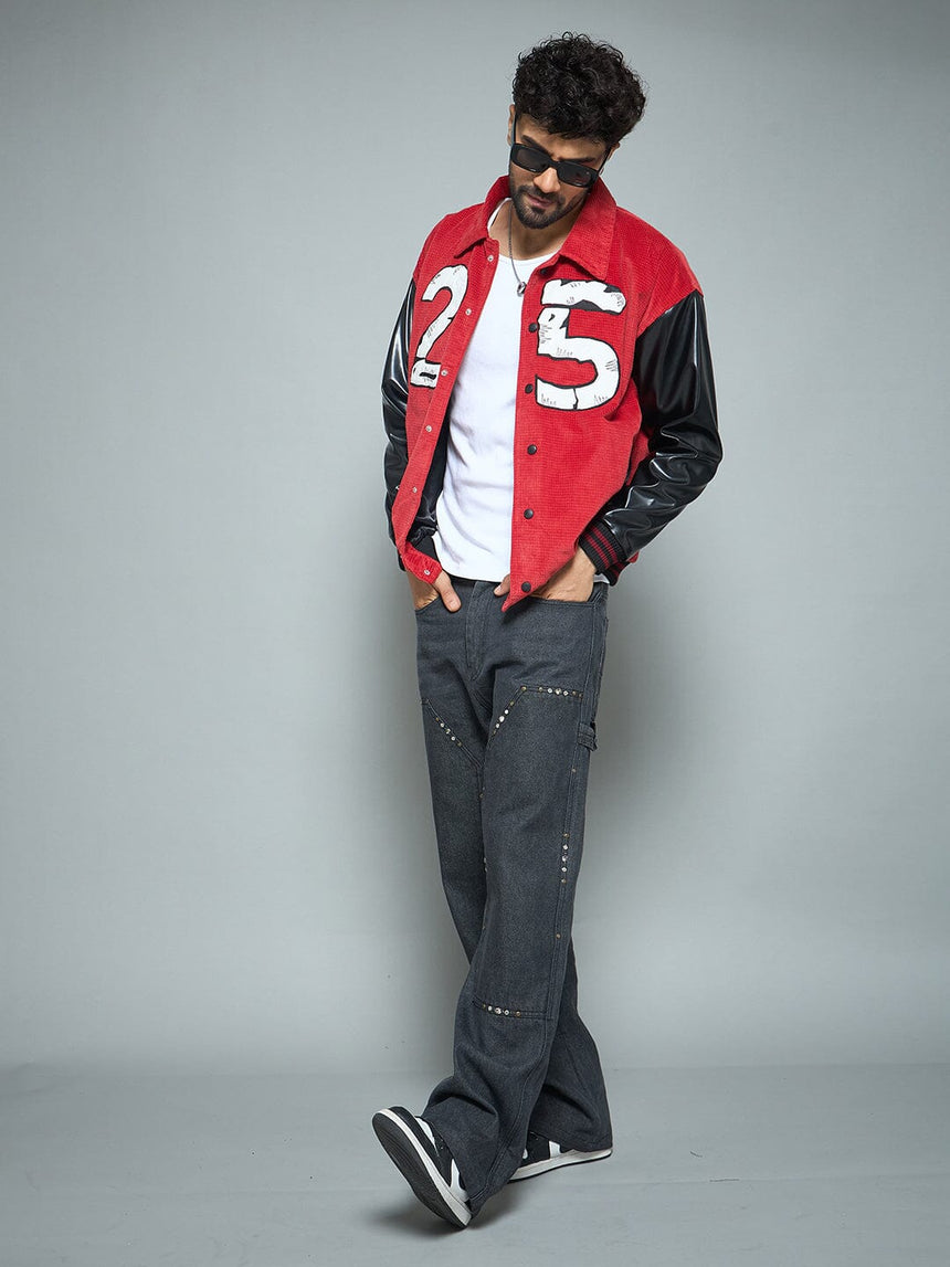 Red Corduroy 25 Applique Jacket Jackets Fugazee