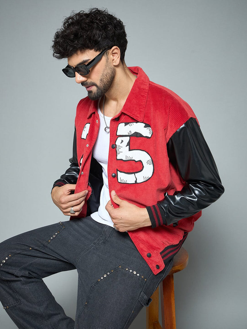 Red Corduroy Applique Jacket Jackets Fugazee