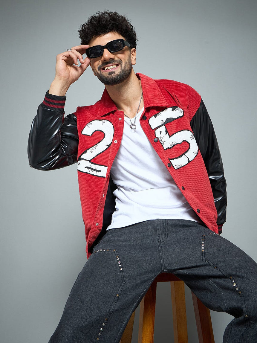 Red Corduroy 25 Applique Jacket Jackets Fugazee