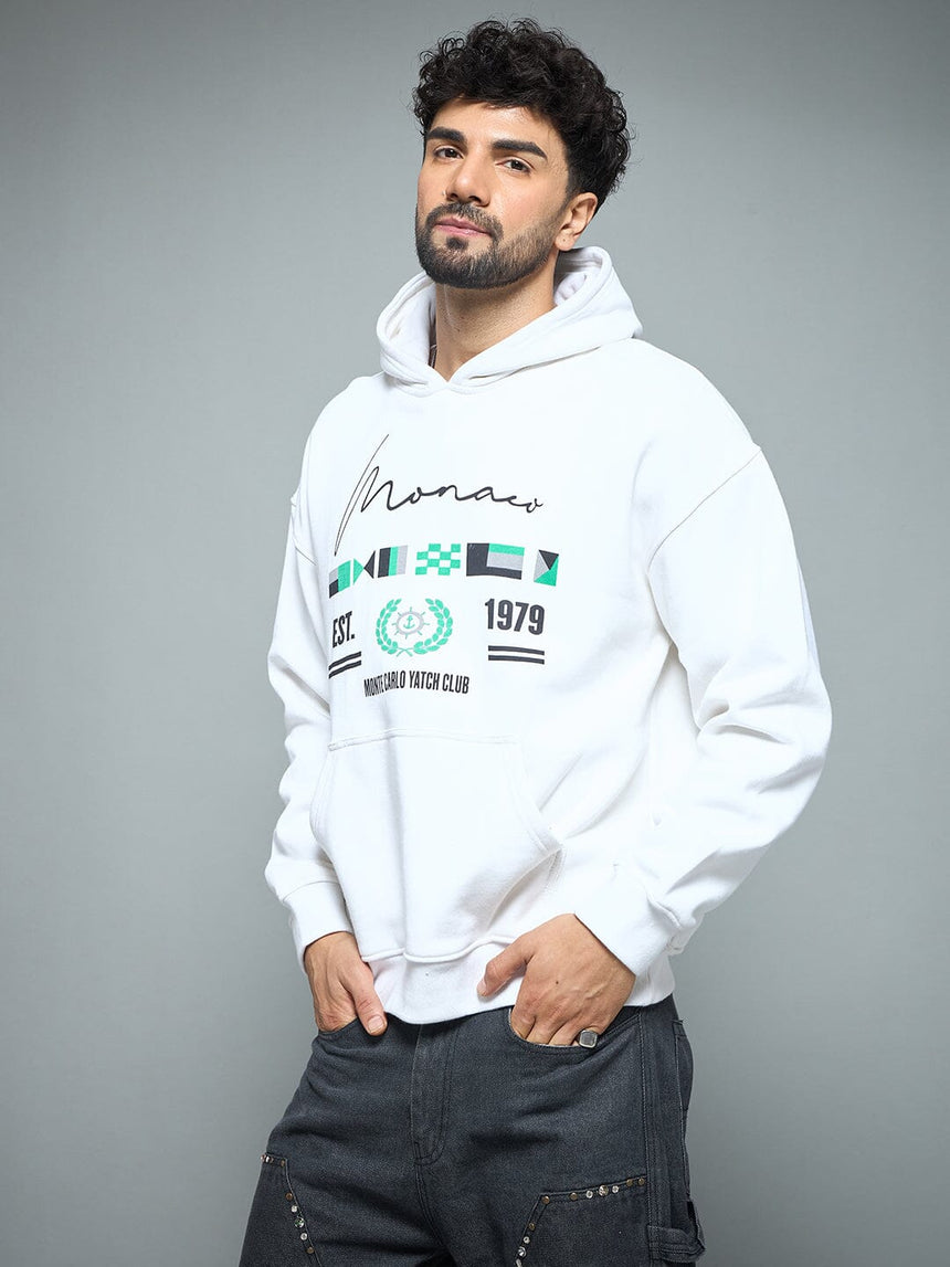 White Monaco Yatch Club Oversized Hoodie Sweatshirts Fugazee
