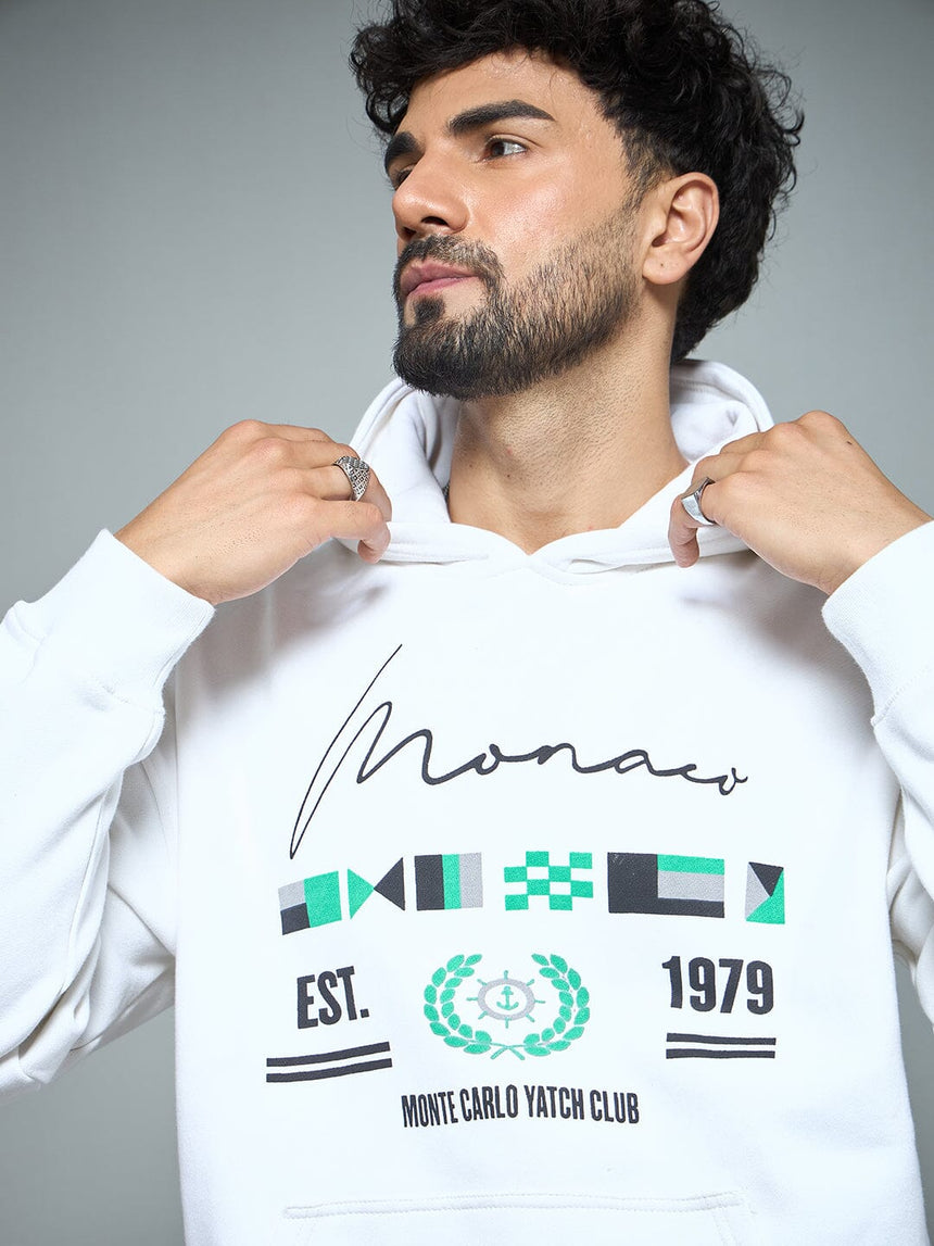 White Monaco Yatch Club Oversized Hoodie Sweatshirts Fugazee