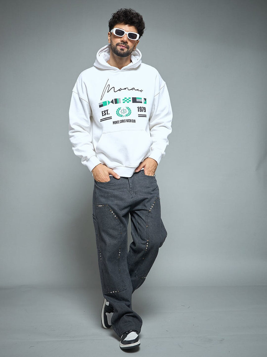 White Monaco Yatch Club Oversized Hoodie Sweatshirts Fugazee