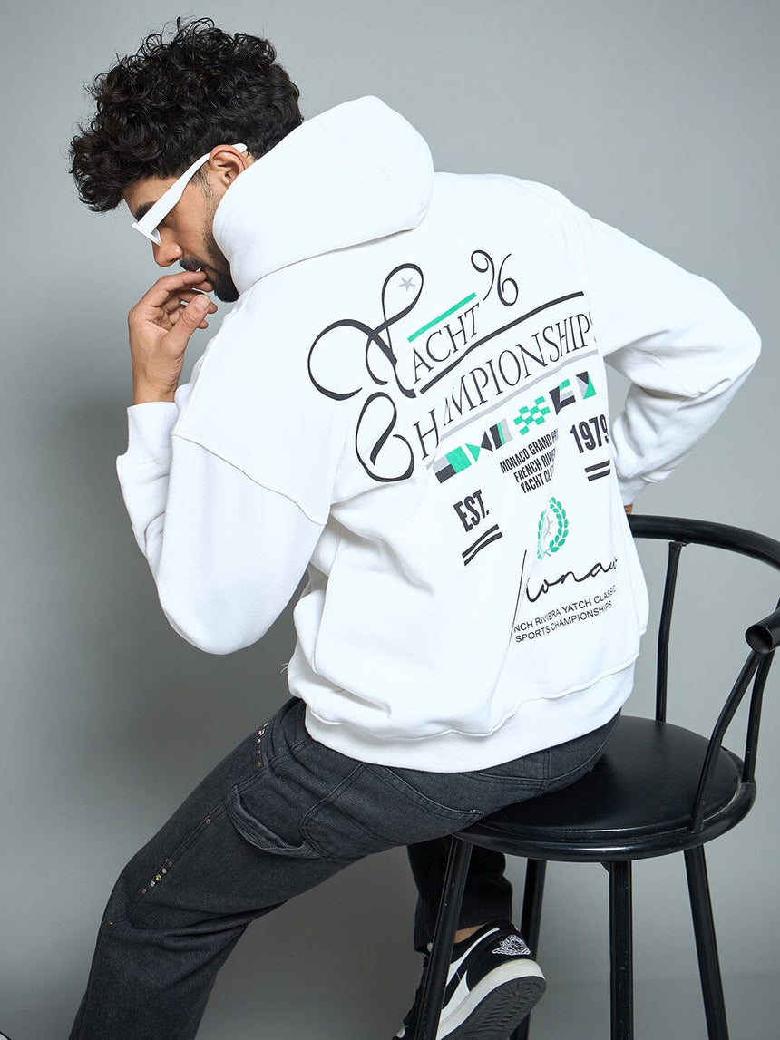 White Monaco Yatch Club Oversized Hoodie Sweatshirts Fugazee