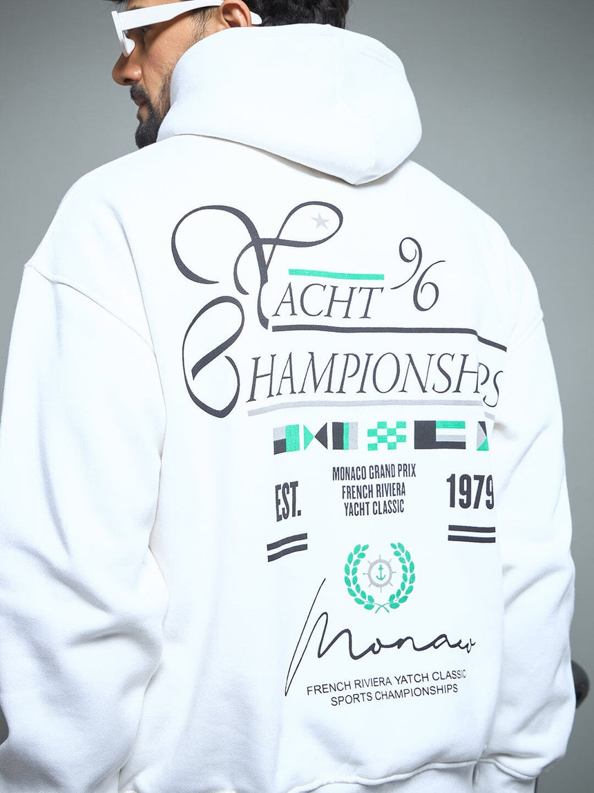 White Monaco Yatch Club Oversized Hoodie Sweatshirts Fugazee