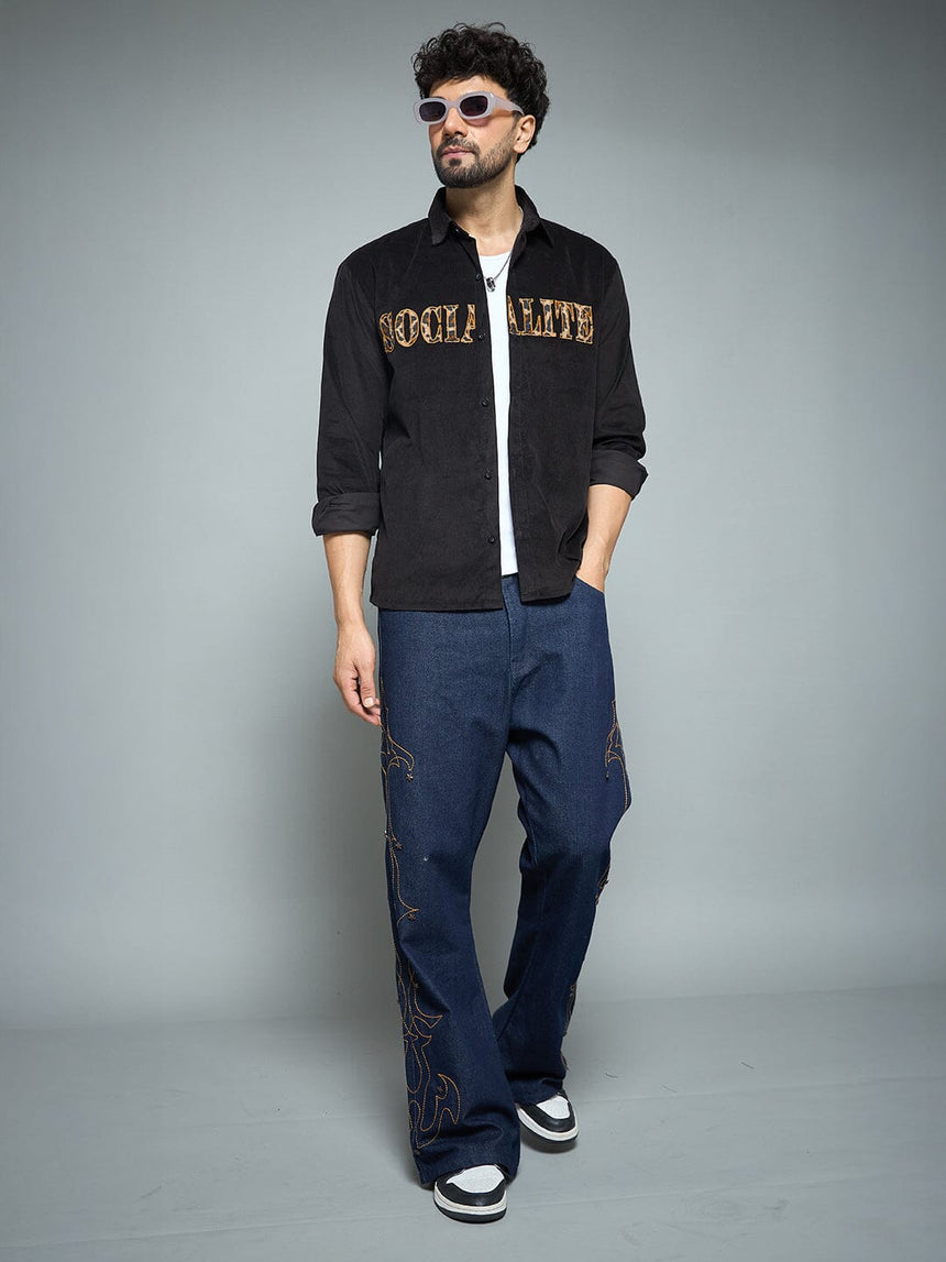 Black Socialite Corduroy Shirt Shirts Fugazee