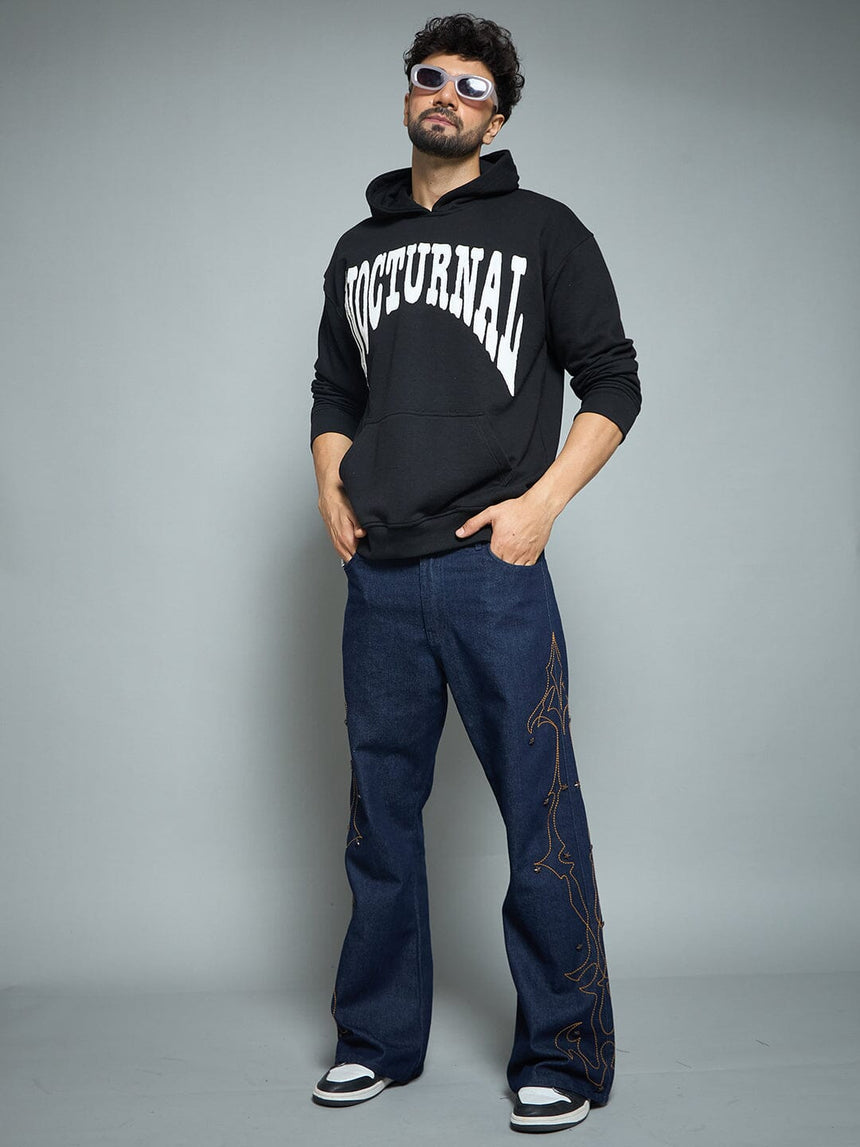 Black Nocturnal Oversized Hoodie Sweatshirts Fugazee