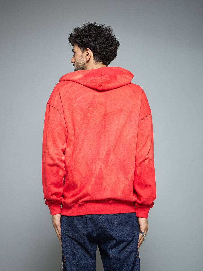 Red Washed Birthday Boy Zipped Hooded Sweatshirt Sweatshirts Fugazee