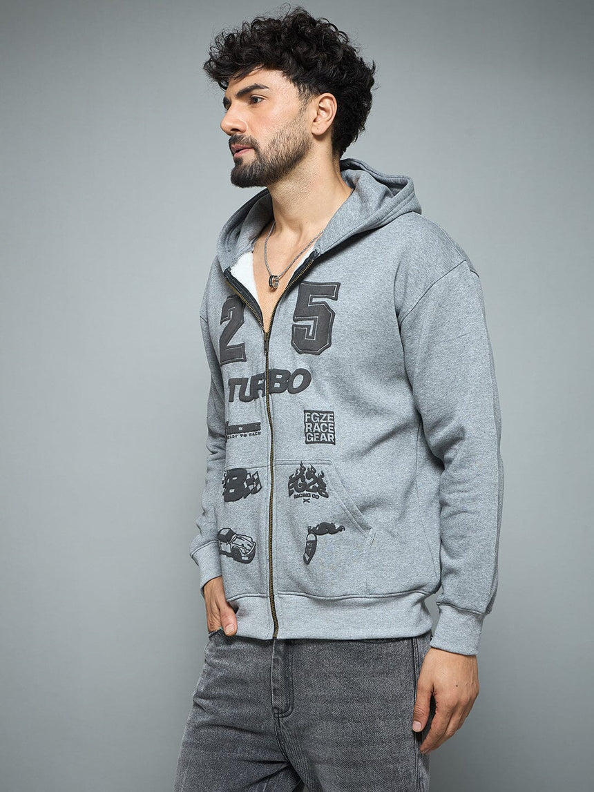 Anthra Melange Racing Graphic Hoodie Sweatshirts Fugazee