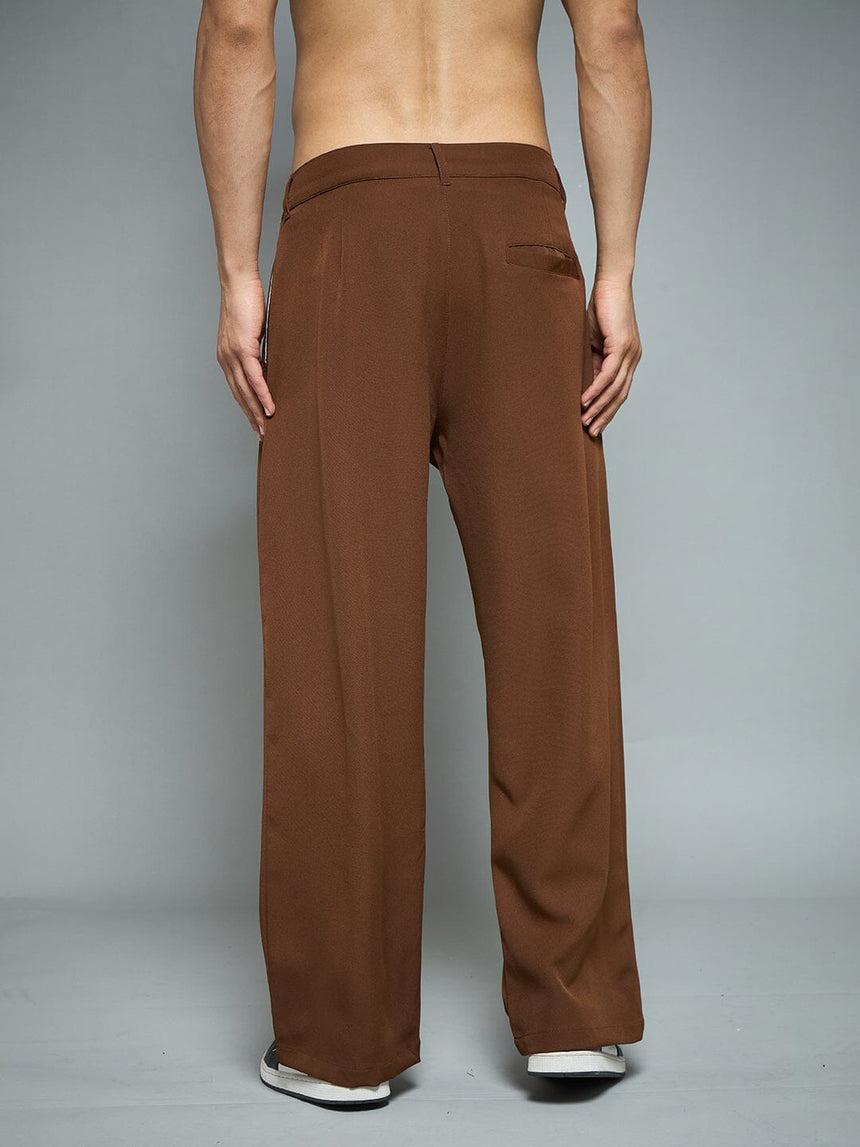 Brown Pleated Korean Pants Trousers Fugazee