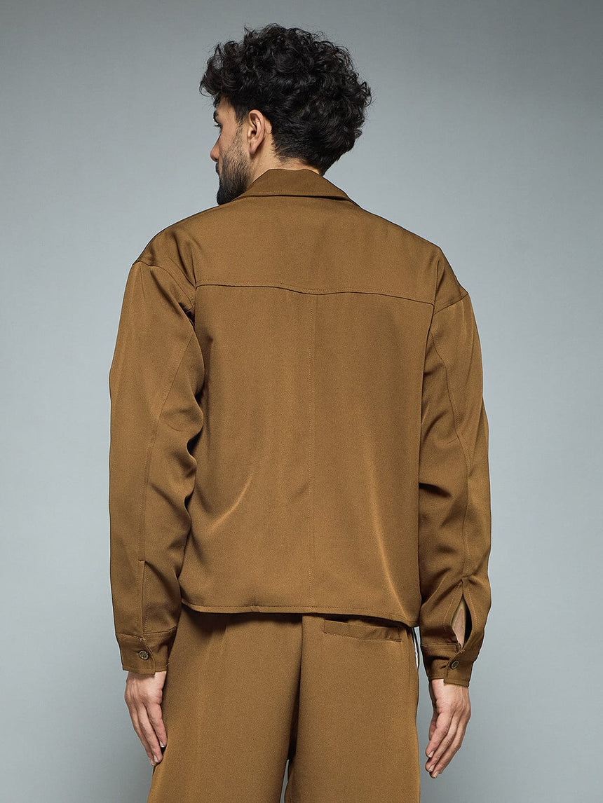 Tan Minimalist Korean Shacket Shackets Fugazee