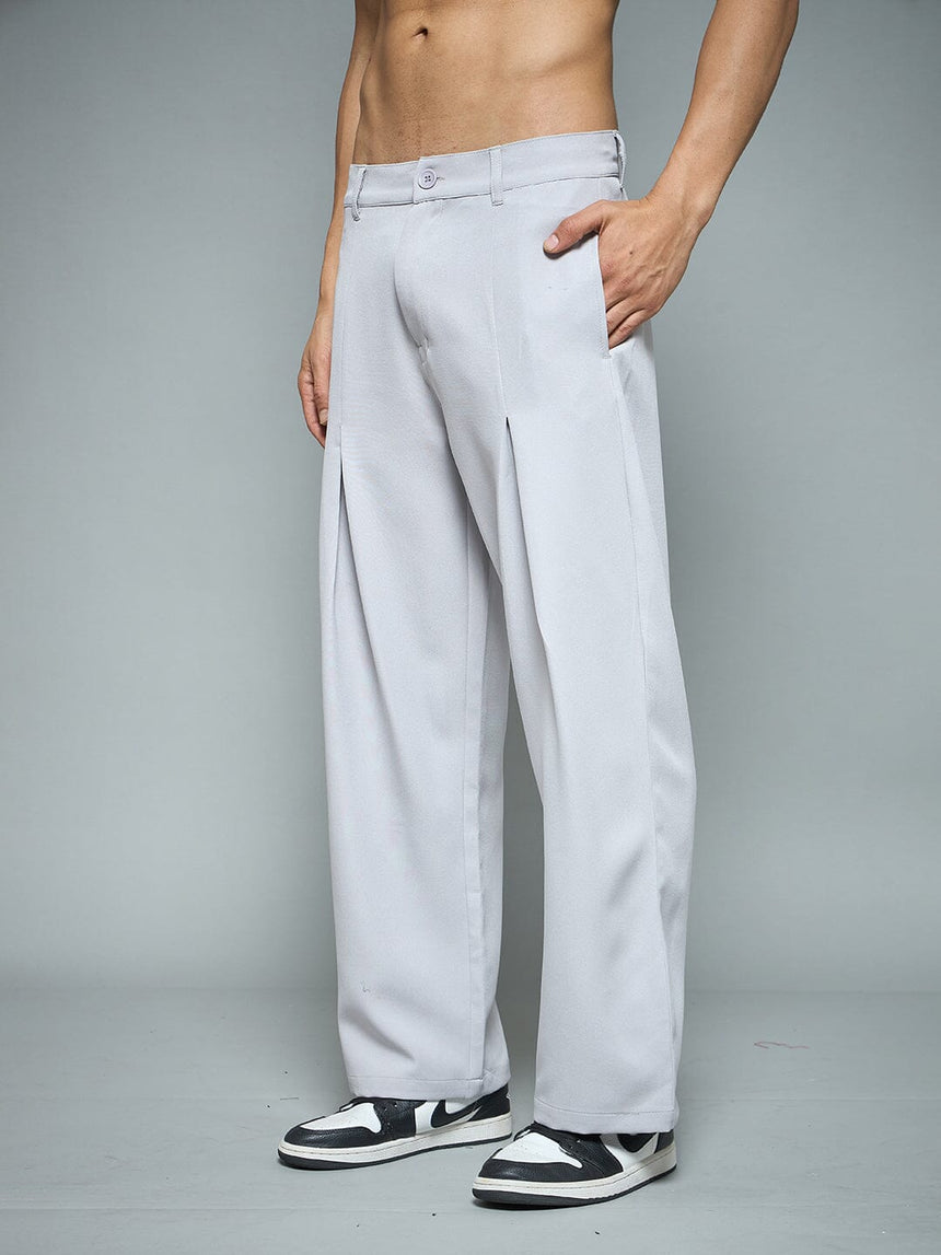 Sliver Grey Pleated Korean Pants Trousers Fugazee