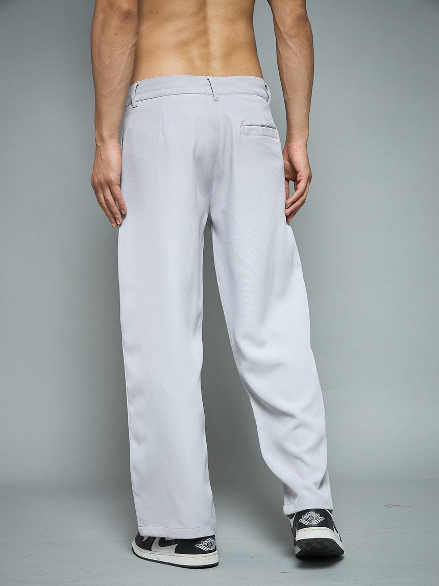 Silver Grey Pleated Korean Pants Trousers Fugazee