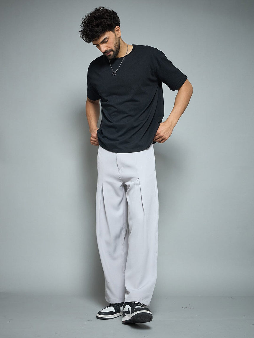 Sliver Grey Pleated Korean Pants Trousers Fugazee