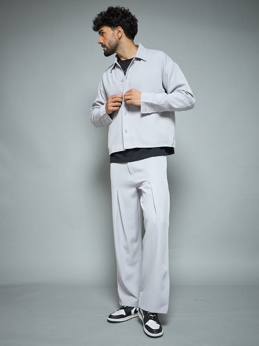 Silver Grey Minimalist Korean Clothing Set Clothing Set Fugazee