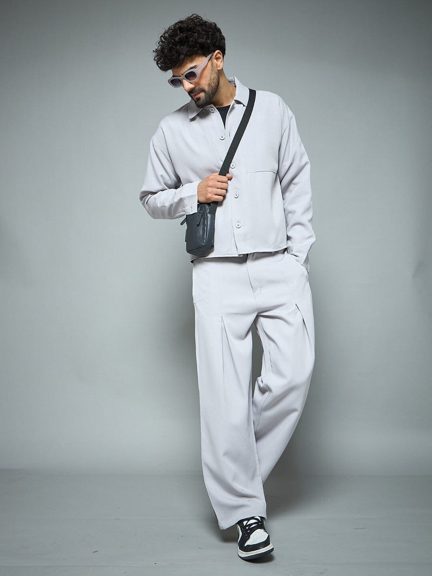 Sliver Grey Minimalist Korean Shacket Shackets Fugazee