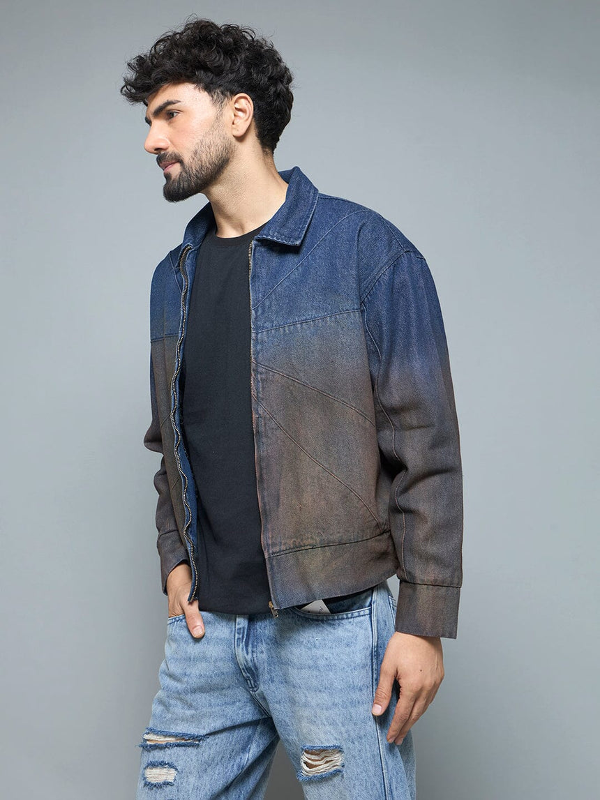 Denim Vintage Wash Harrington Jacket Jackets Fugazee