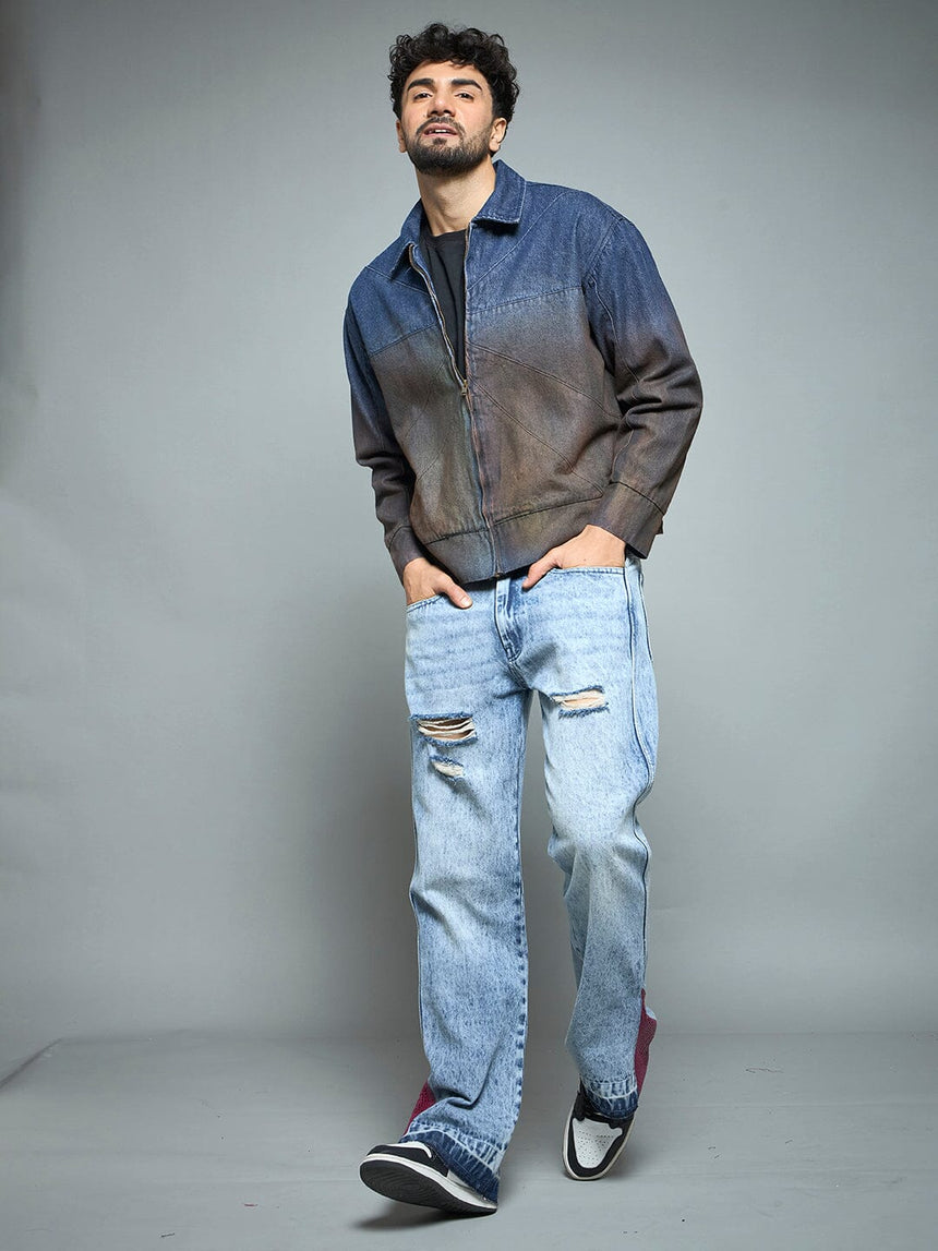 Denim Vintage Wash Harrington Jacket Jackets Fugazee