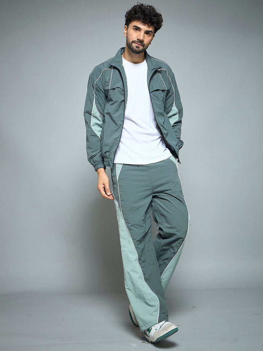 Bottle Green Parachute Cut & Sew Jacket Jackets Fugazee