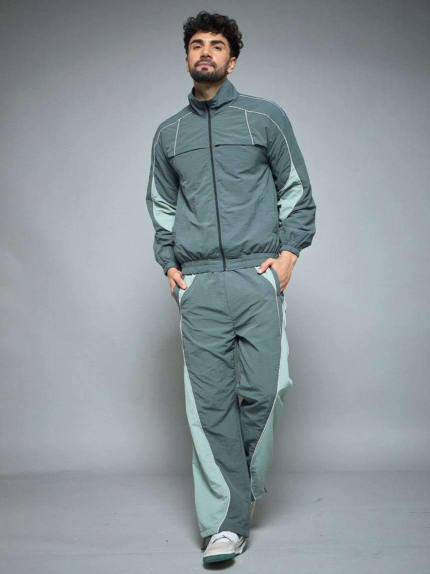 Bottle Green Cut & Sew Parachute Trackpants Trackpants Fugazee