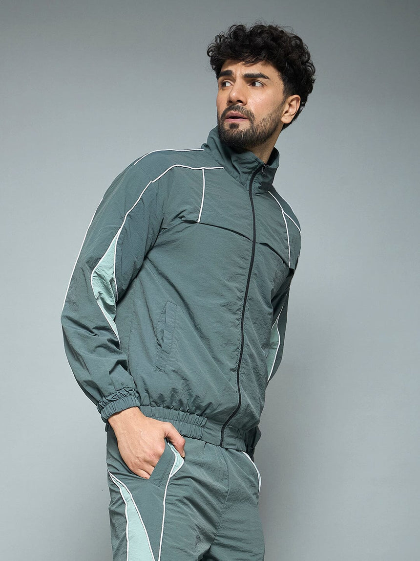 Bottle Green Parachute Cut & Sew Jacket Jackets Fugazee