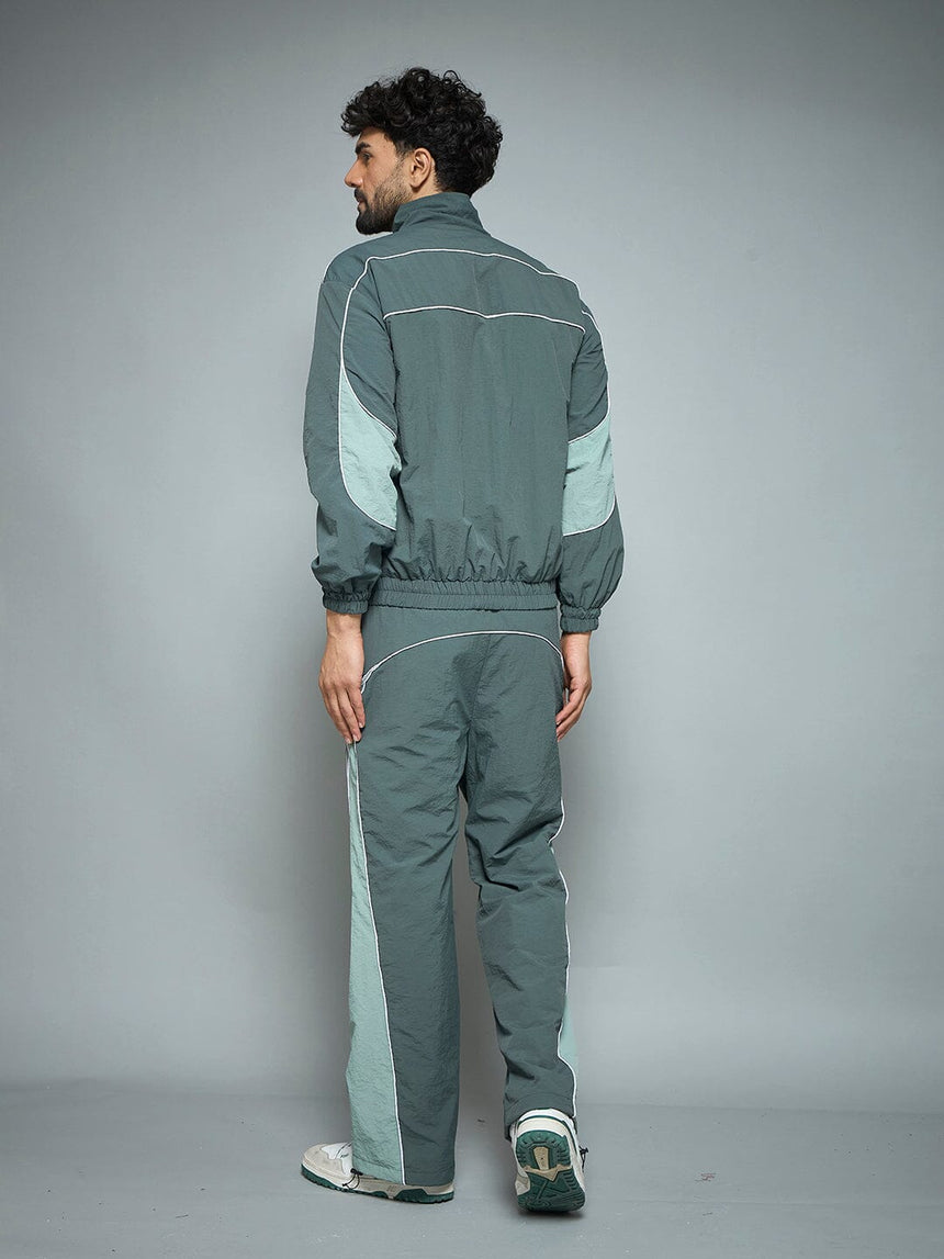 Bottle Green Parachute Cut & Sew Tracksuit Tracksuits Fugazee
