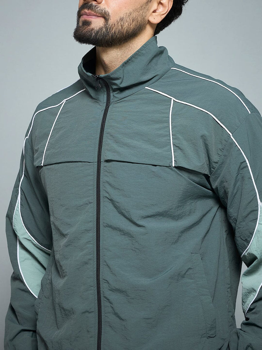 Bottle Green Parachute Cut & Sew Tracksuit Tracksuits Fugazee