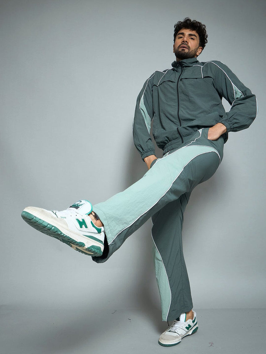 Bottle Green Parachute Cut & Sew Jacket Jackets Fugazee