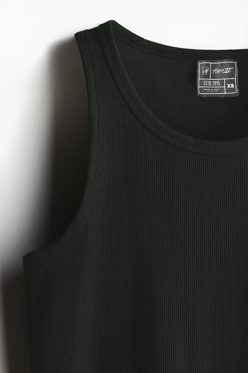 Charcoal Ribbed Muscle Fit Vest T-Shirts Fugazee
