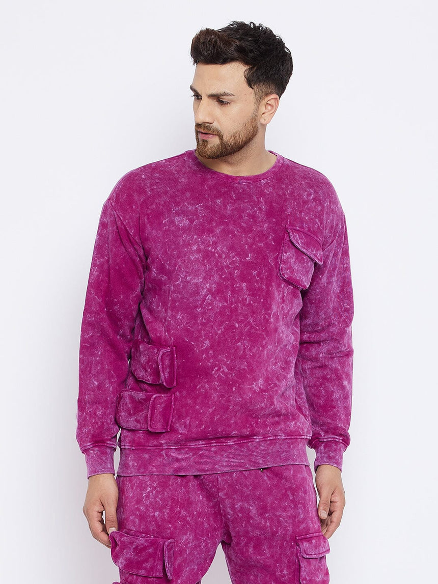 Magenta Washed Oversized Sweatshirt Sweatshirts Fugazee