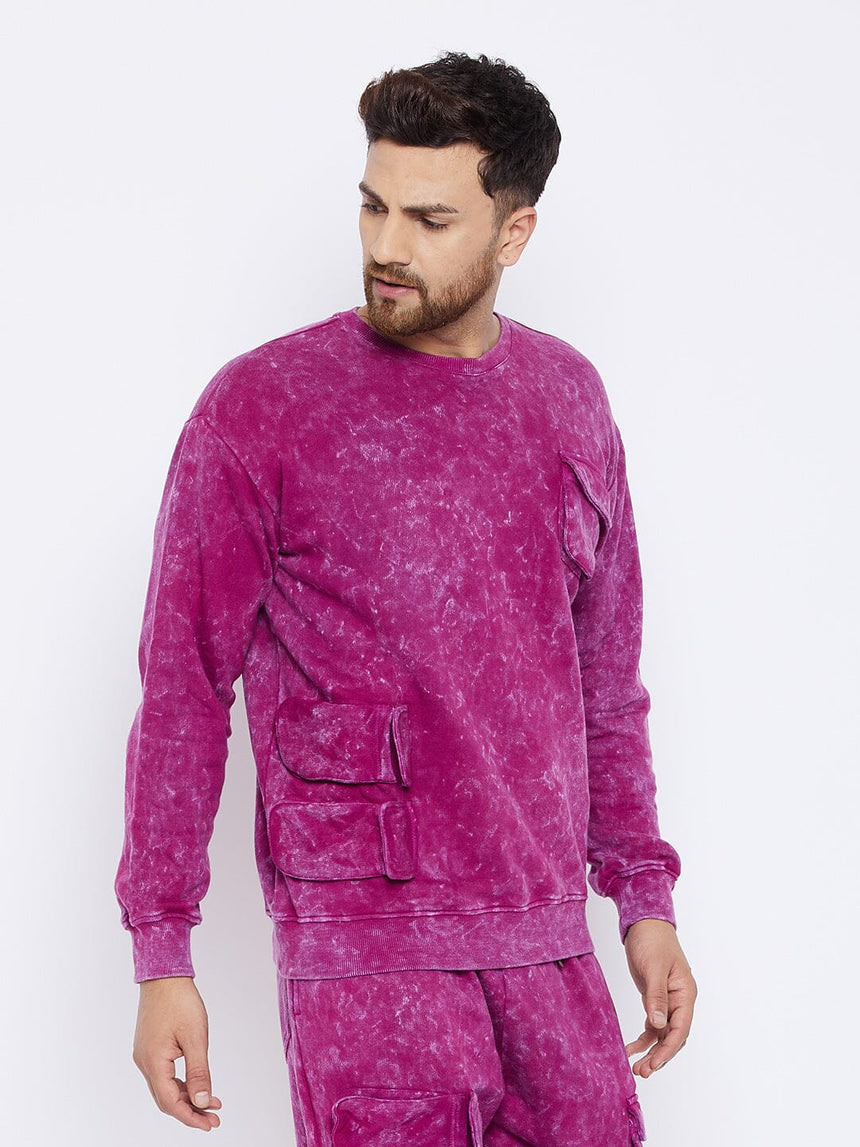 Magenta Washed Oversized Sweatshirt Sweatshirts Fugazee