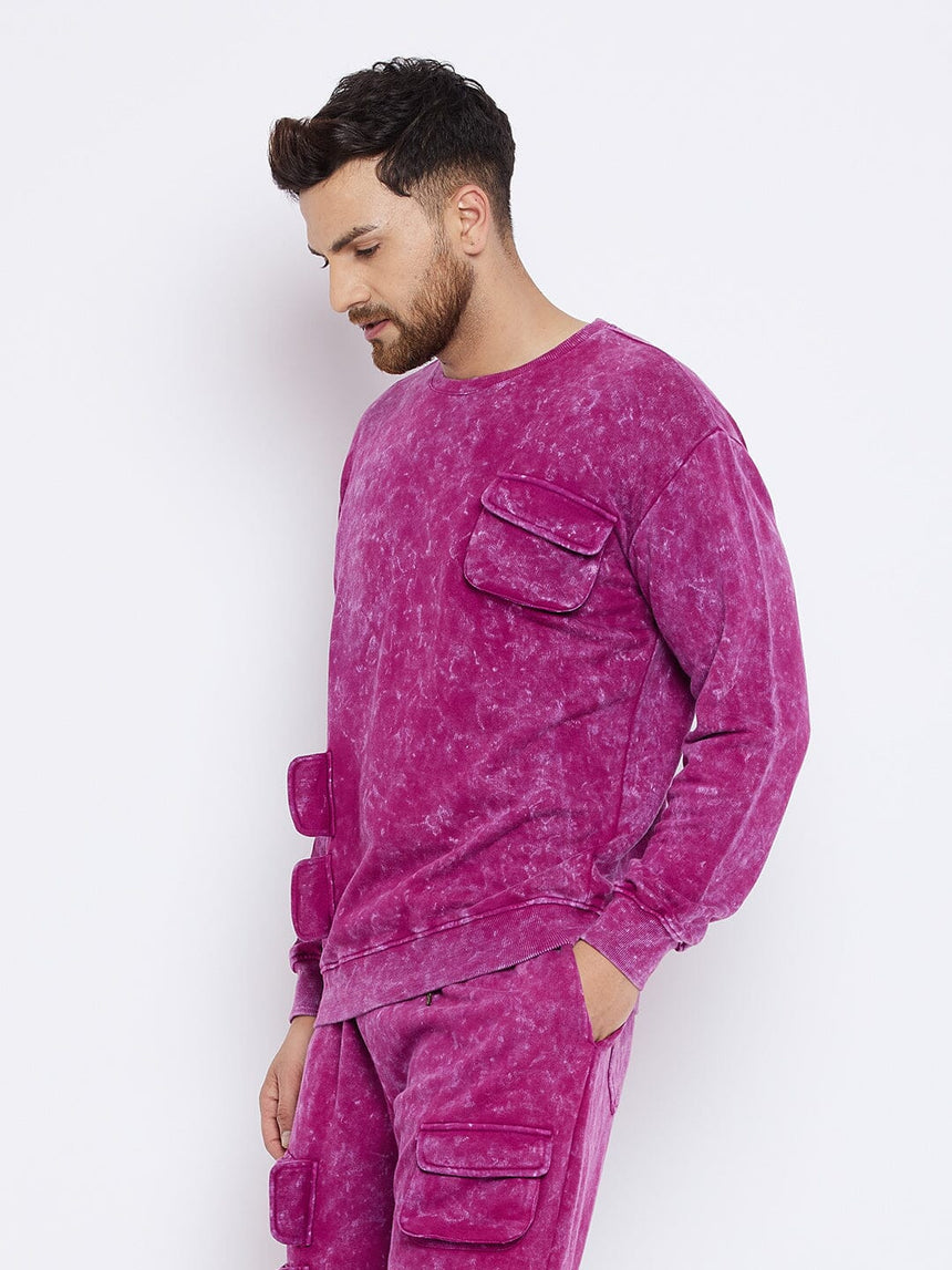 Magenta Washed Oversized Sweatshirt Sweatshirts Fugazee