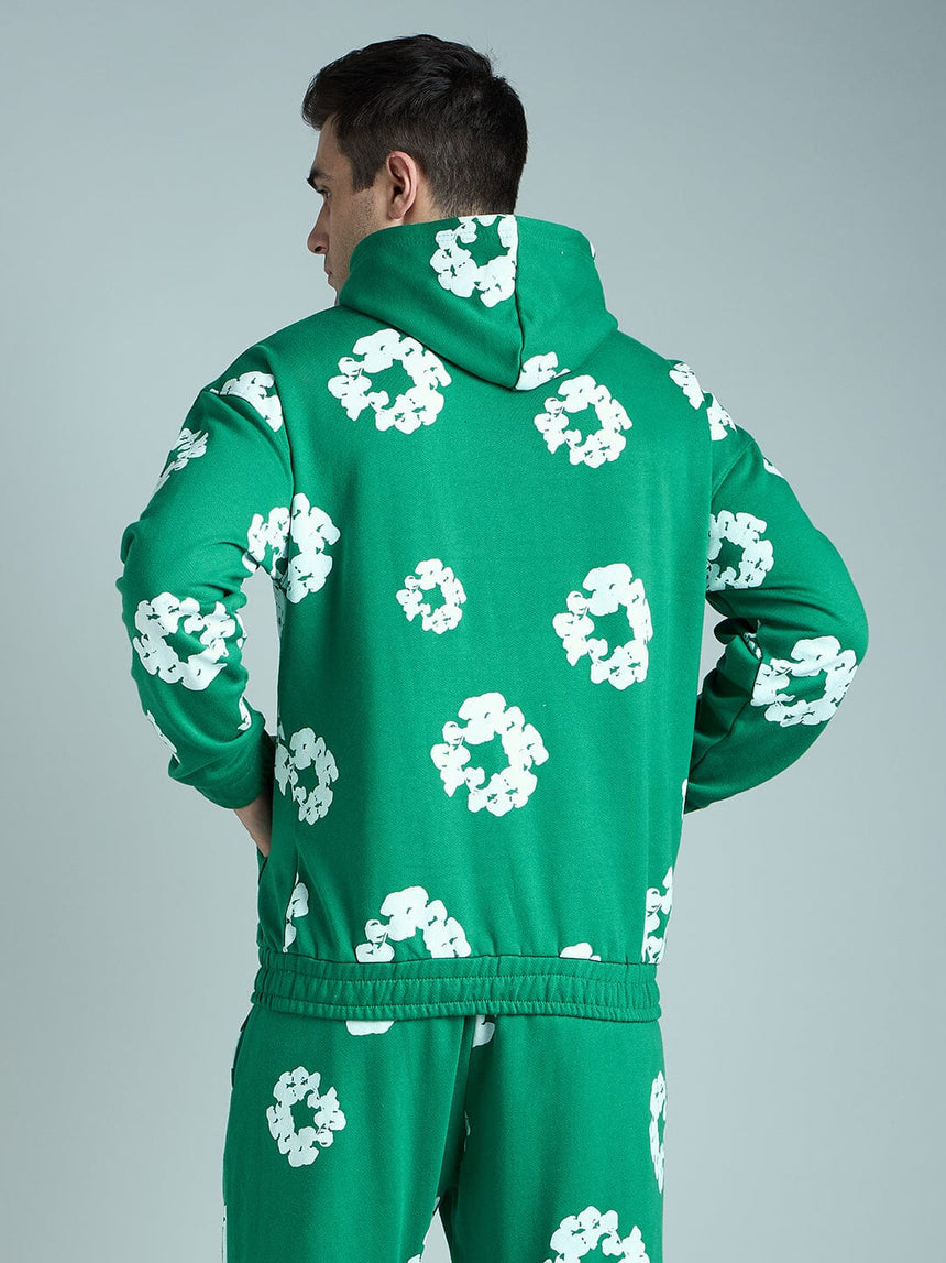 Green Floral Oversized Hoodie Sweatshirts Fugazee