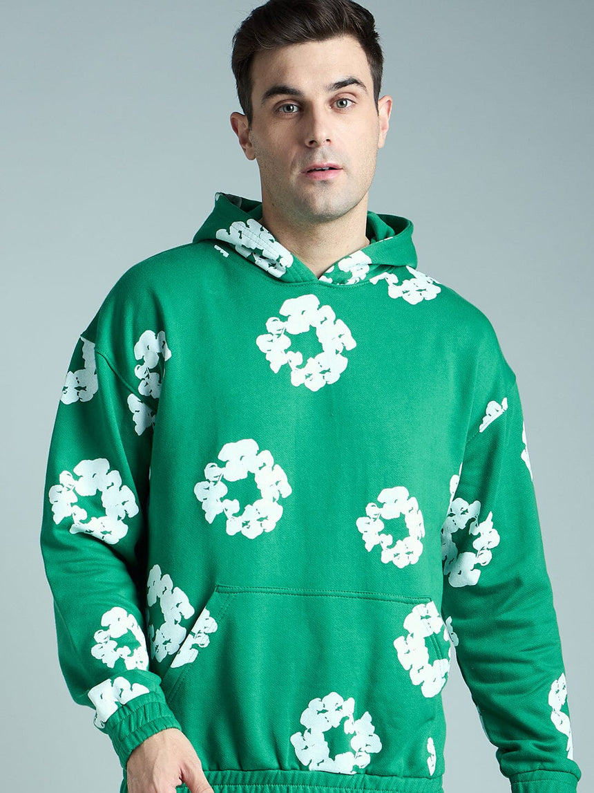 Green Floral Oversized Hoodie Sweatshirts Fugazee