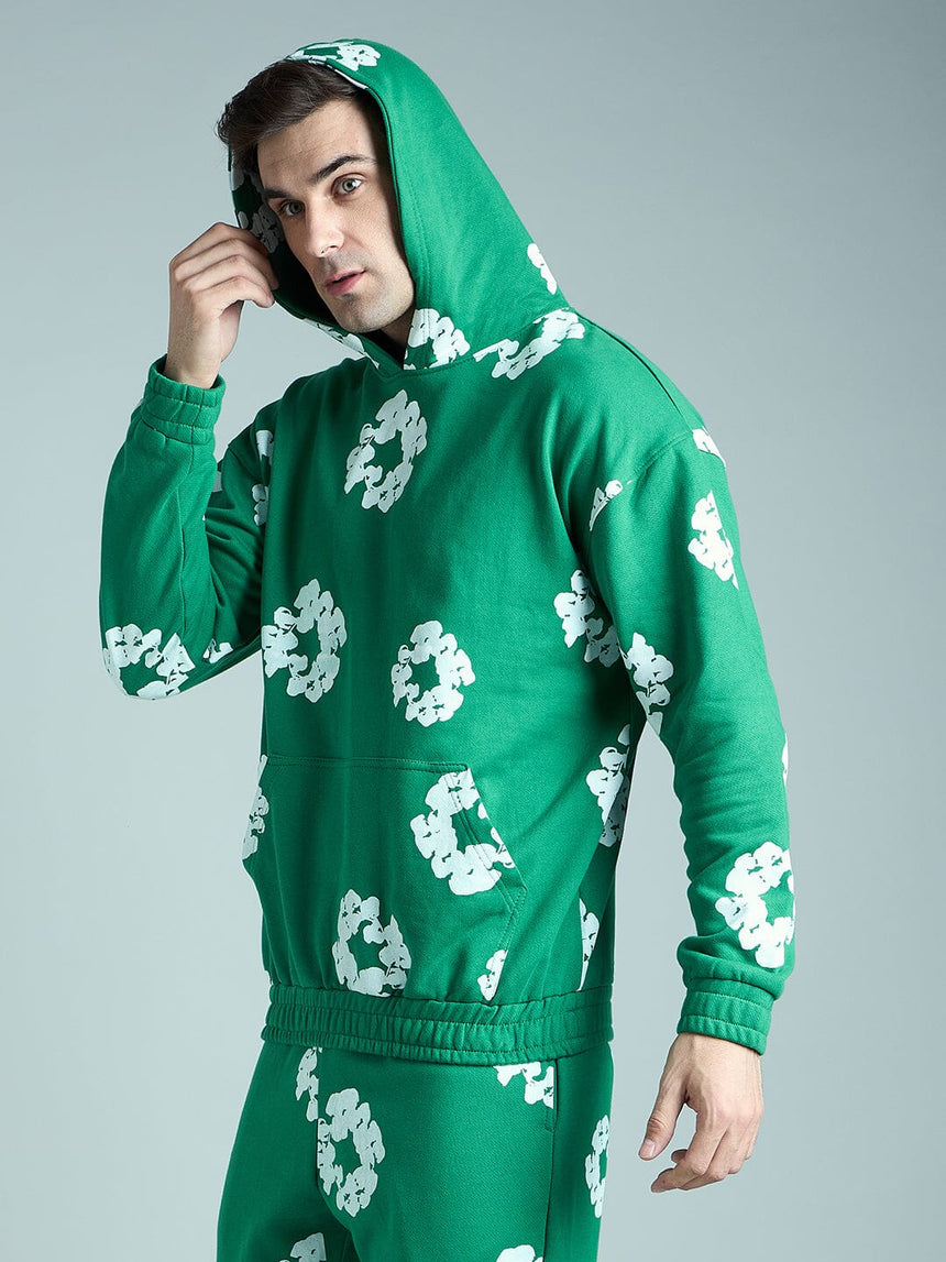 Green Floral Oversized Hoodie Sweatshirts Fugazee