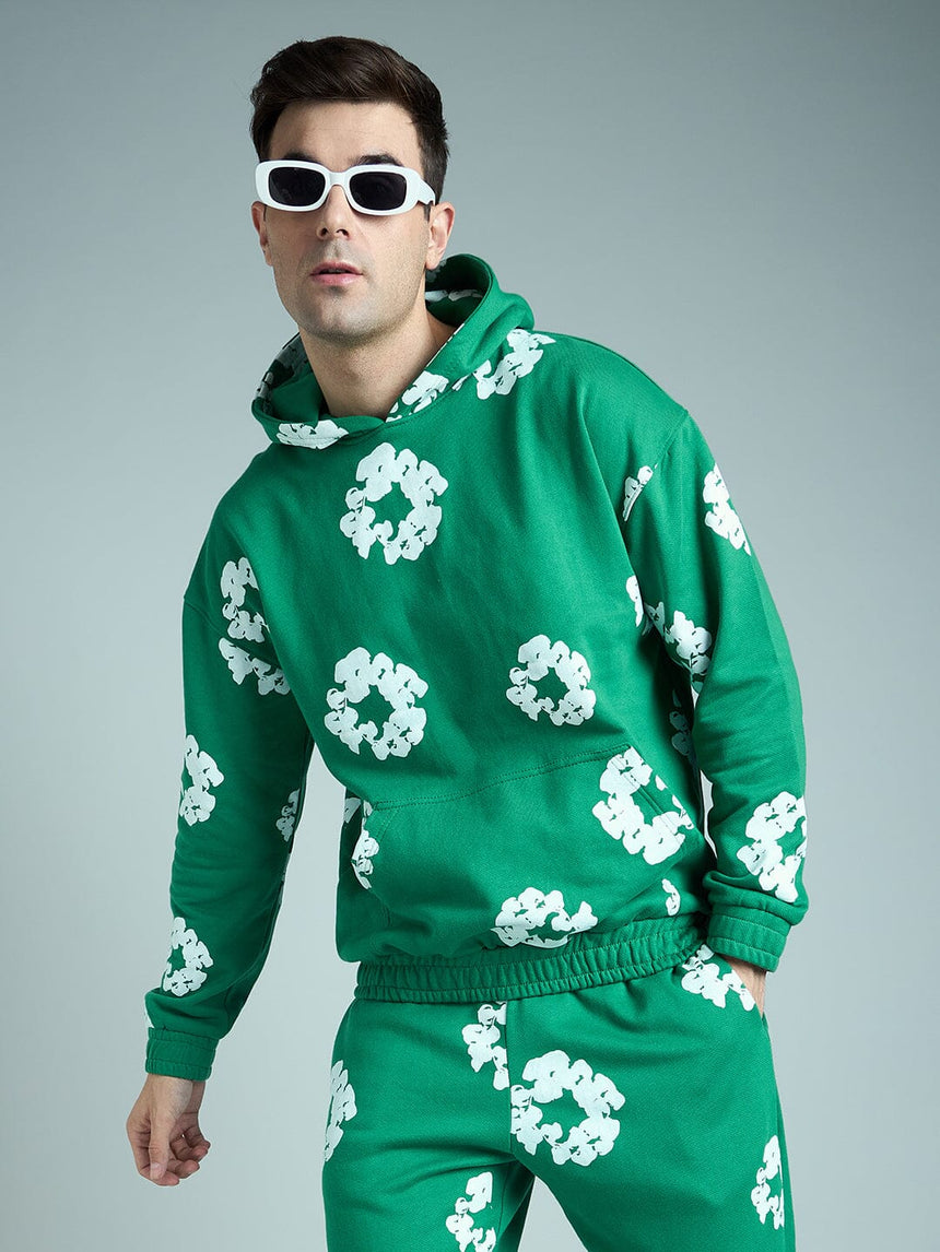 Green Floral Oversized Hoodie Sweatshirts Fugazee