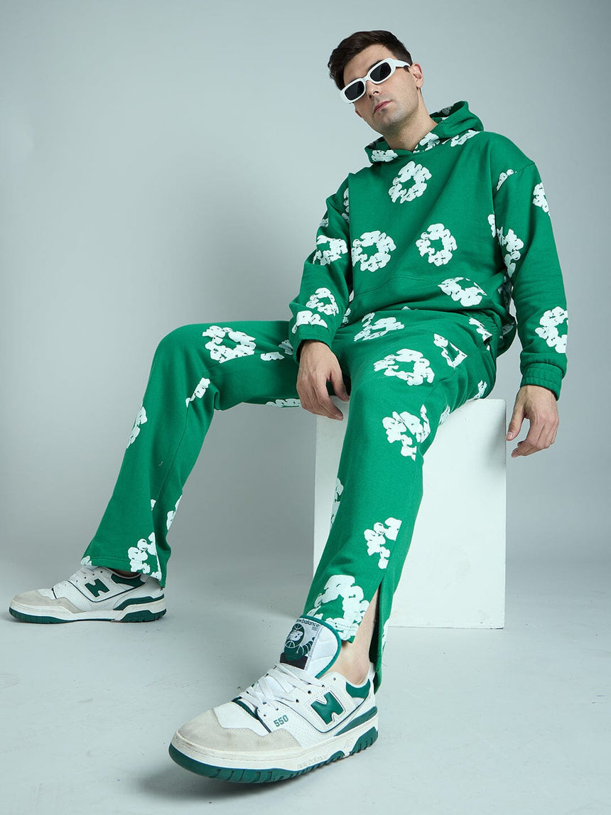 Green Floral Oversized Hoodie Sweatshirts Fugazee