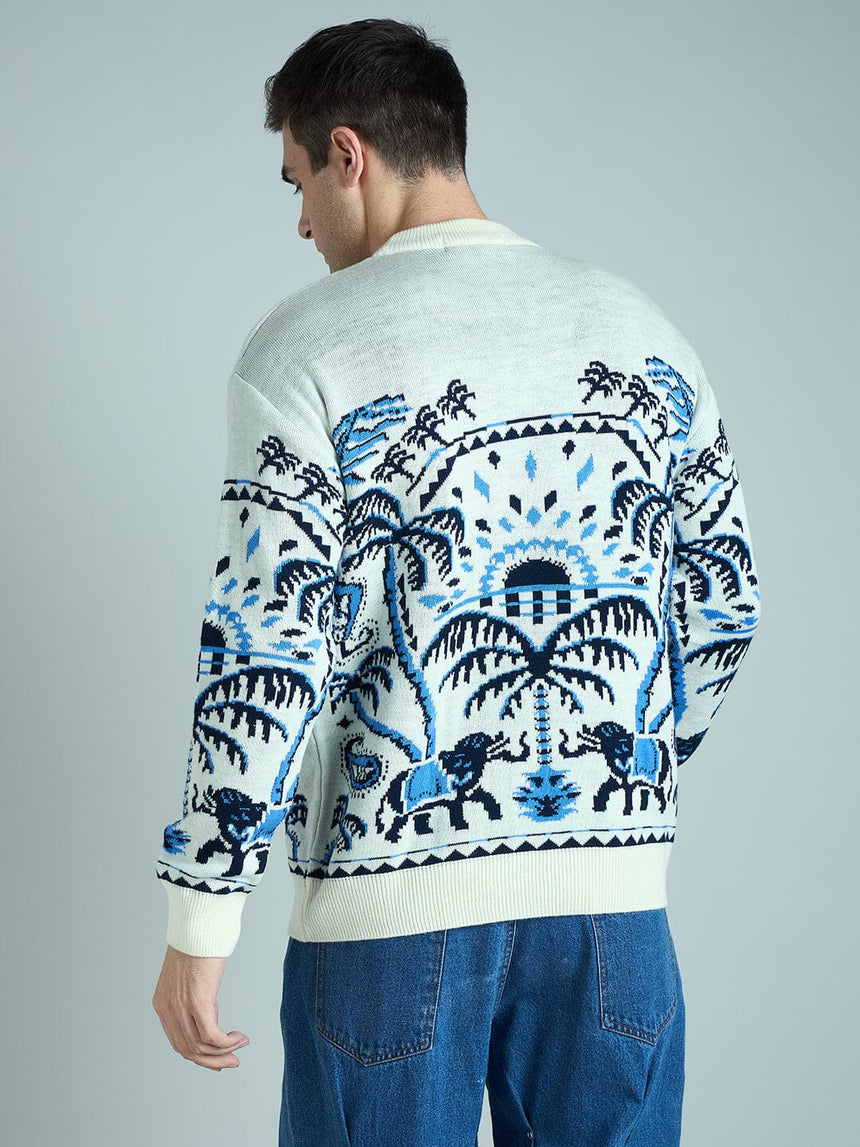 Ecru Royal Graphic Oversized Sweater Sweaters Fugazee