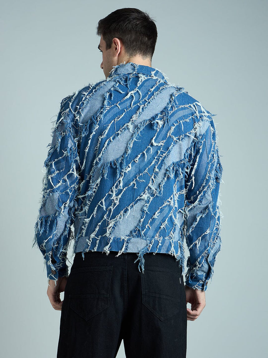 Indigo Heavy Damage Denim Cropped Jacket Jackets Fugazee