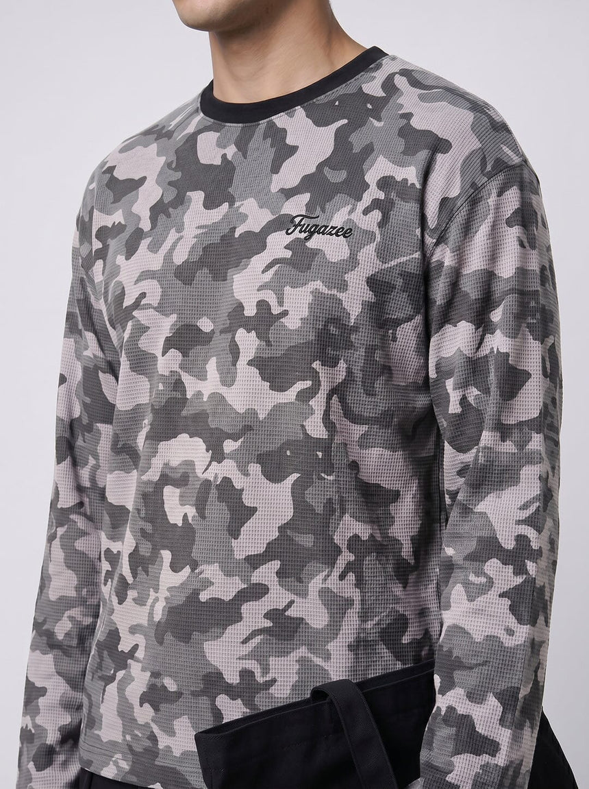 Grey Camo Waffle Longsleeve Tshirt T-Shirts Fugazee