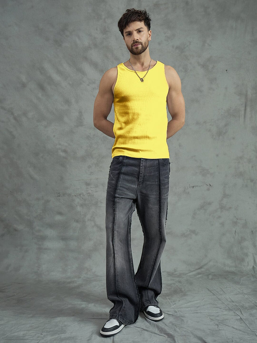 Chrome Yellow Ribbed Vest T-Shirts Fugazee