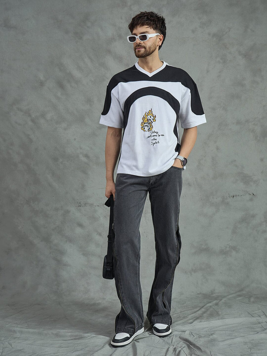 White Cut and Sew Embroidered T-Shirt T-shirts Fugazee