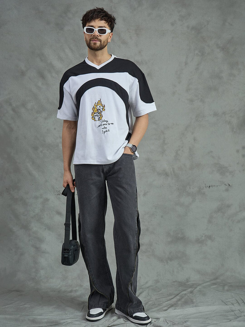 White Cut and Sew Embroidered T-Shirt T-shirts Fugazee