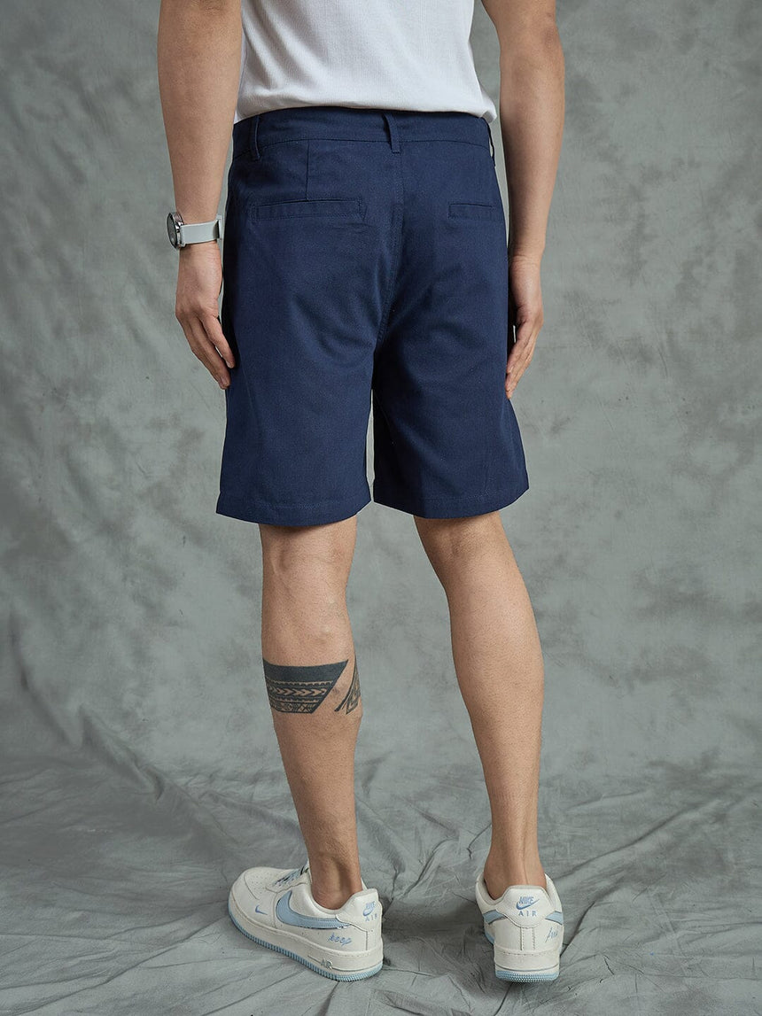 Navy Pleated Chino Shorts Shorts Fugazee
