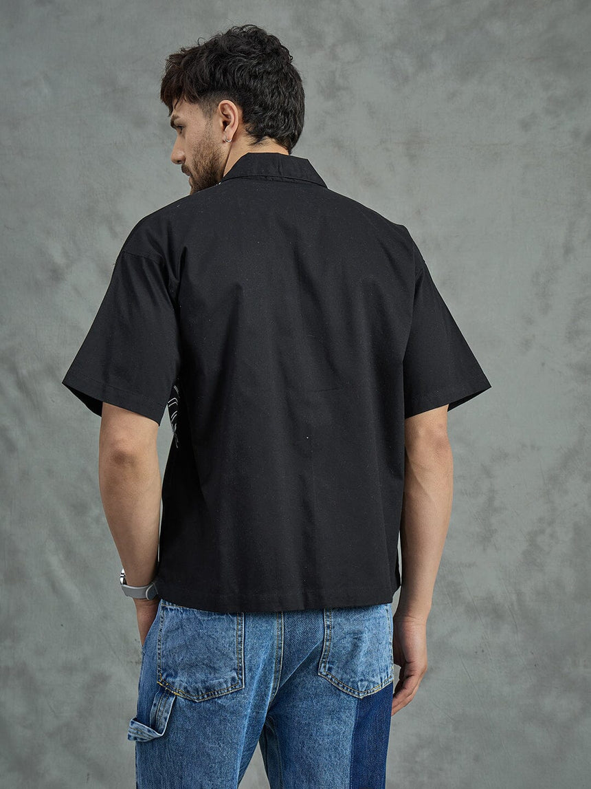 Black Lineart Zipped Shirt Shirts Fugazee