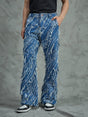Indigo Heavy Damaged Flared Denim Jeans Fugazee