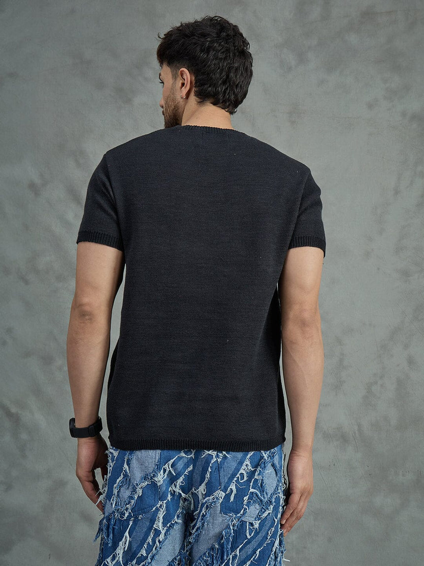 Black Bat Graphic Knitted Tshirt T-Shirts Fugazee