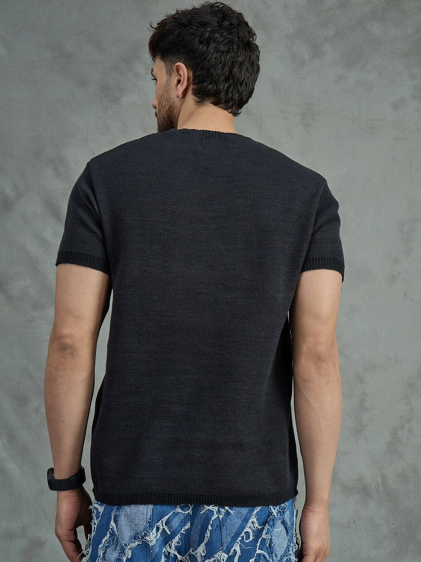 Black Bat Graphic Knitted Tshirt T-Shirts Fugazee