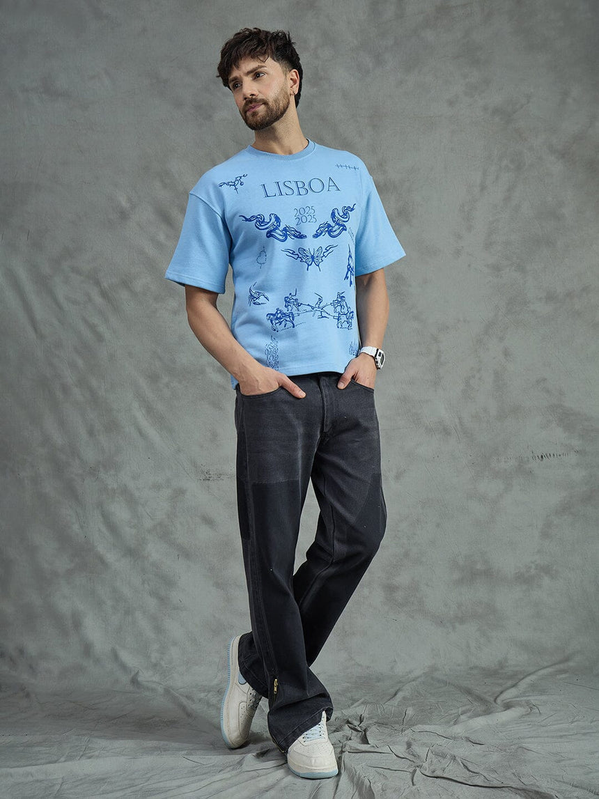 Sky Lisbon Graphic Oversized Tshirt T-Shirts Fugazee