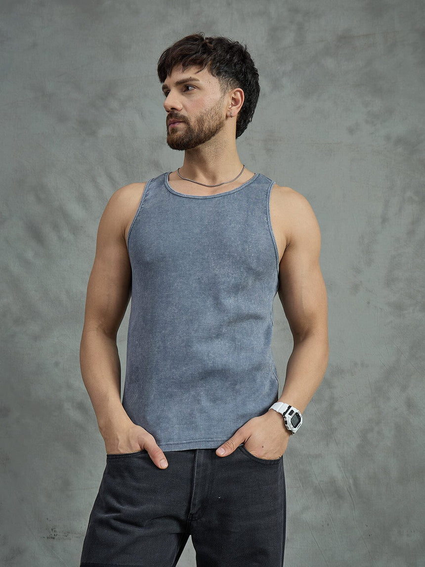 Cement Dyed Ribbed Vest T-shirts Fugazee